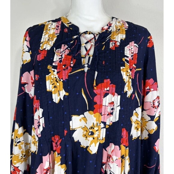 Old Navy Pullover Navy Multi Color Floral Print Swing Dress Size Medium (8/10) - Picture 10 of 13